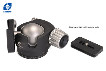LEOFOTO LH-55 Low Profile Ball Head Arca / RRS Compatible w Independent Pan Lock